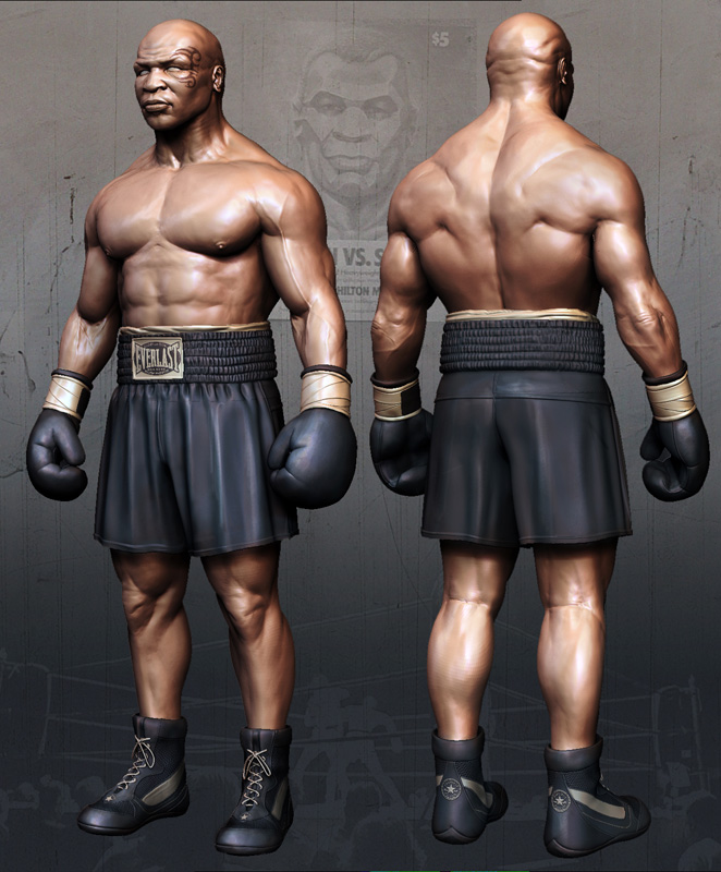 Mike Tyson 3d Render final da escultura 3D de Mike Tyson, mostrando detalhes realistas do rosto