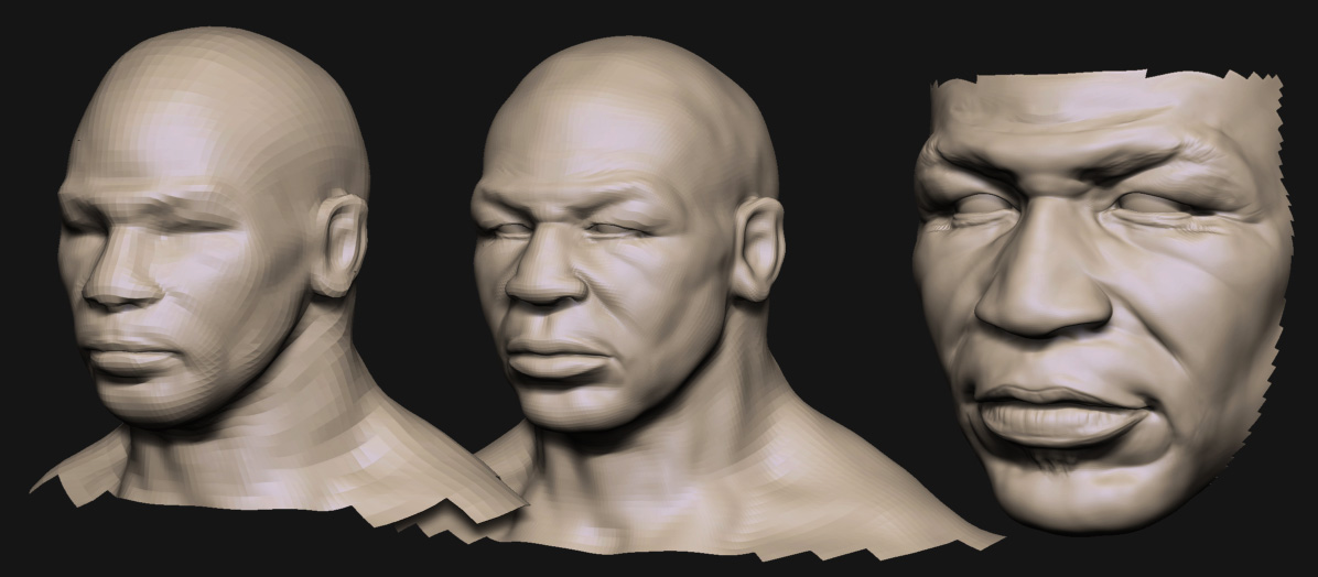 Mike Tyson 3d Outra etapa do processo de modelagem 3D em wireframe