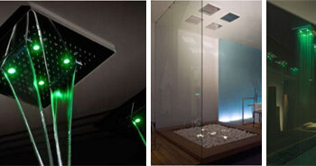 chuveiro com leds e sistema que imita uma cachoeira chuveiro com leds