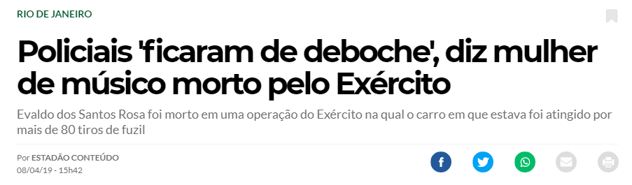 Confundido com bandido pela PM: Quase dancei sem música, comi capim pela raiz, abotoei o paletó de madeira... De novo! AwesomeScreenshot Policiais ficaram de deboche diz mulher de m sico morto pelo Ex rcito JORNAL O TEMPO 2019 07 03 19 07 73 | Aventuras | aventura, bandidos, crime, morte, rio, violência