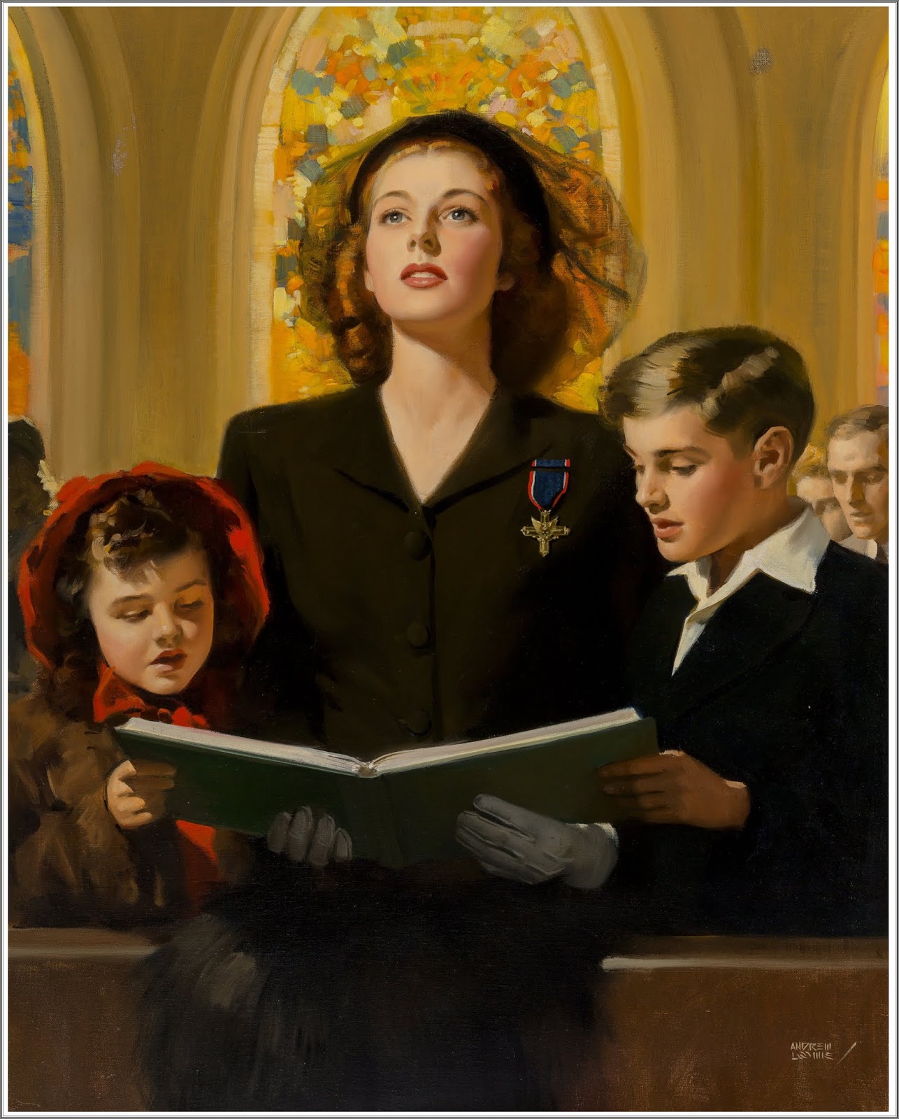 A arte de Andrew Loomis (pega o babador) A Reading at Church by Andrew Loomis | Arte | Arte, ilustração, ilustradores