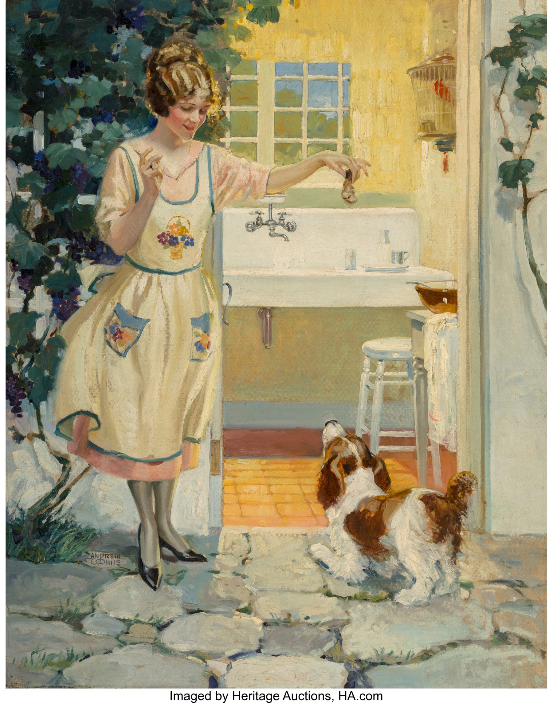 A arte de Andrew Loomis (pega o babador) A Snack for Fido by Andrew Loomis 1800x2288 1 | Arte | Arte, ilustração, ilustradores