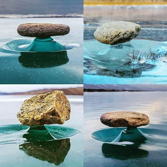 Baikal Zen: O fenômeno das pedras que levitam Baikal Zen – Rare Phenomenon Makes Rocks Look Like They Are Floating Above Water 5 | Incrível | curioso, incrível, russia