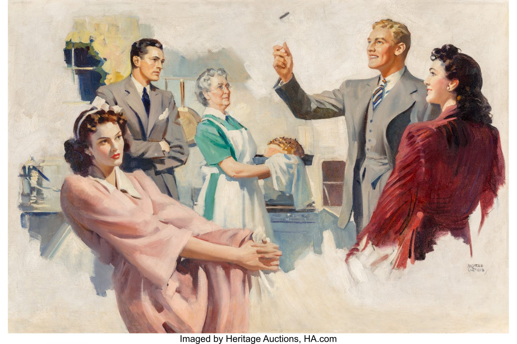 A arte de Andrew Loomis (pega o babador) Man Flipping A Coin 1942 by Andrew Loomis 1800x1198 1 | Arte | Arte, ilustração, ilustradores