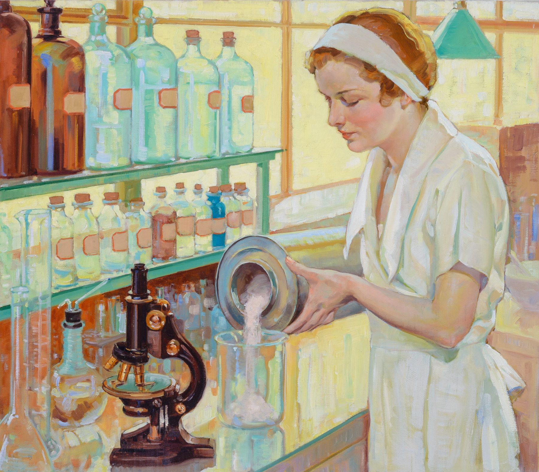 A arte de Andrew Loomis (pega o babador) Mars chemist Frances Herdlinger by Andrew Loomis 1800x1578 1 | Arte | Arte, ilustração, ilustradores
