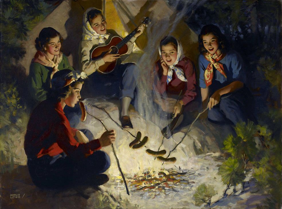 A arte de Andrew Loomis (pega o babador) The Dionne Quintuplets Bonfire by Andrew Loomis | Arte | Arte, ilustração, ilustradores