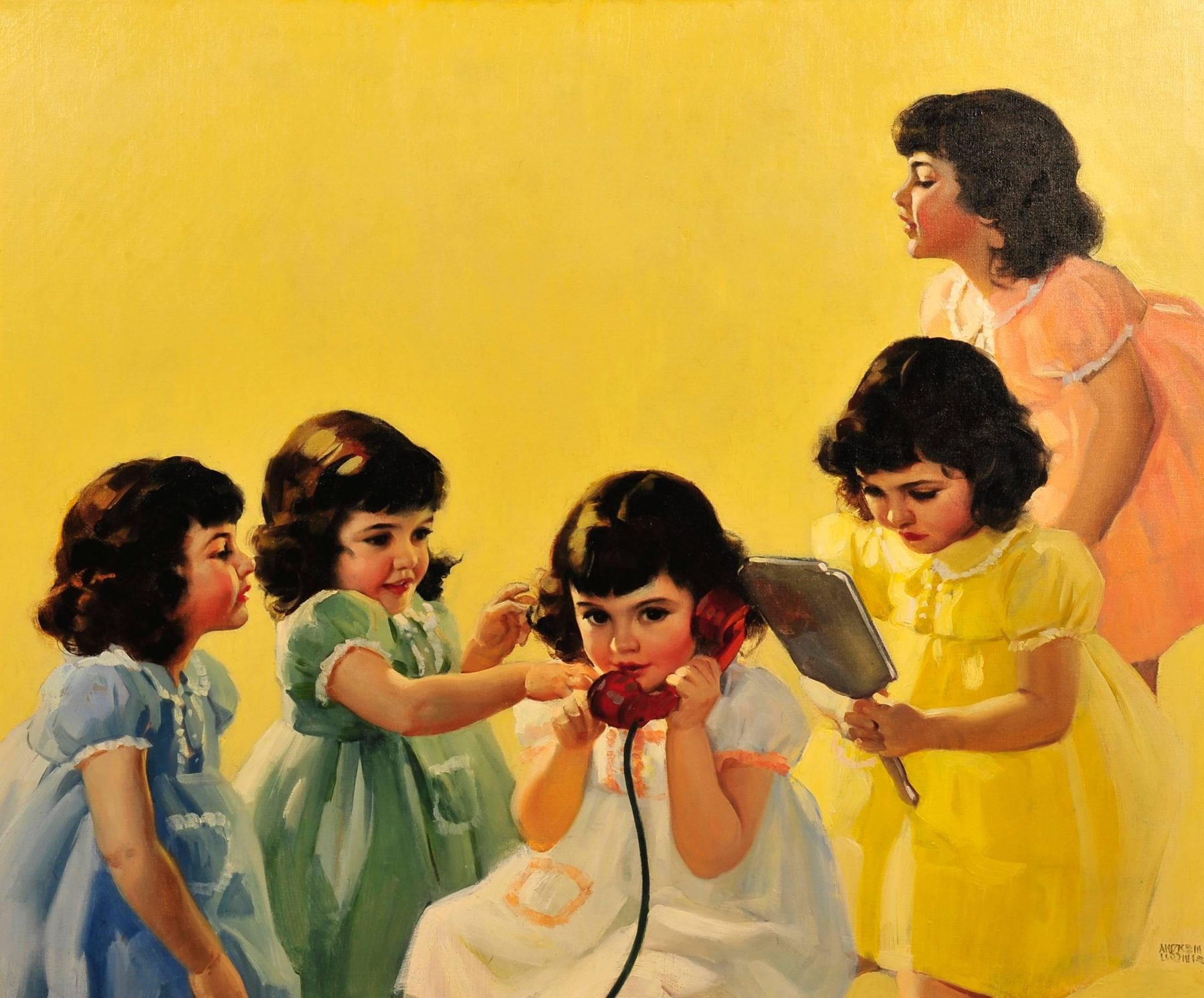 A arte de Andrew Loomis (pega o babador) The Dionne Quintuplets by Andrew Loomis 1800x1493 1 | Arte | Arte, ilustração, ilustradores