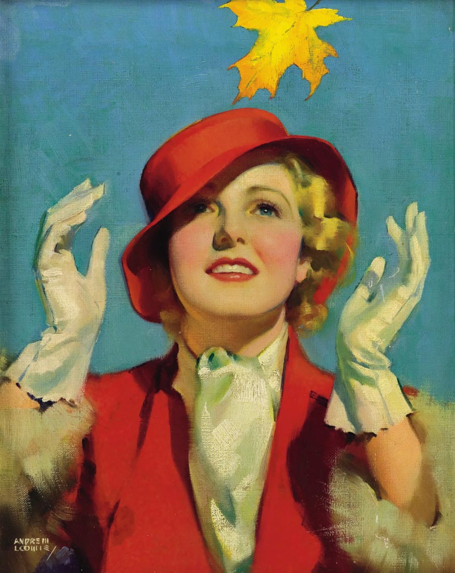 A arte de Andrew Loomis (pega o babador) Woman with a Fall Leaf by Andrew Loomis | Arte | Arte, ilustração, ilustradores