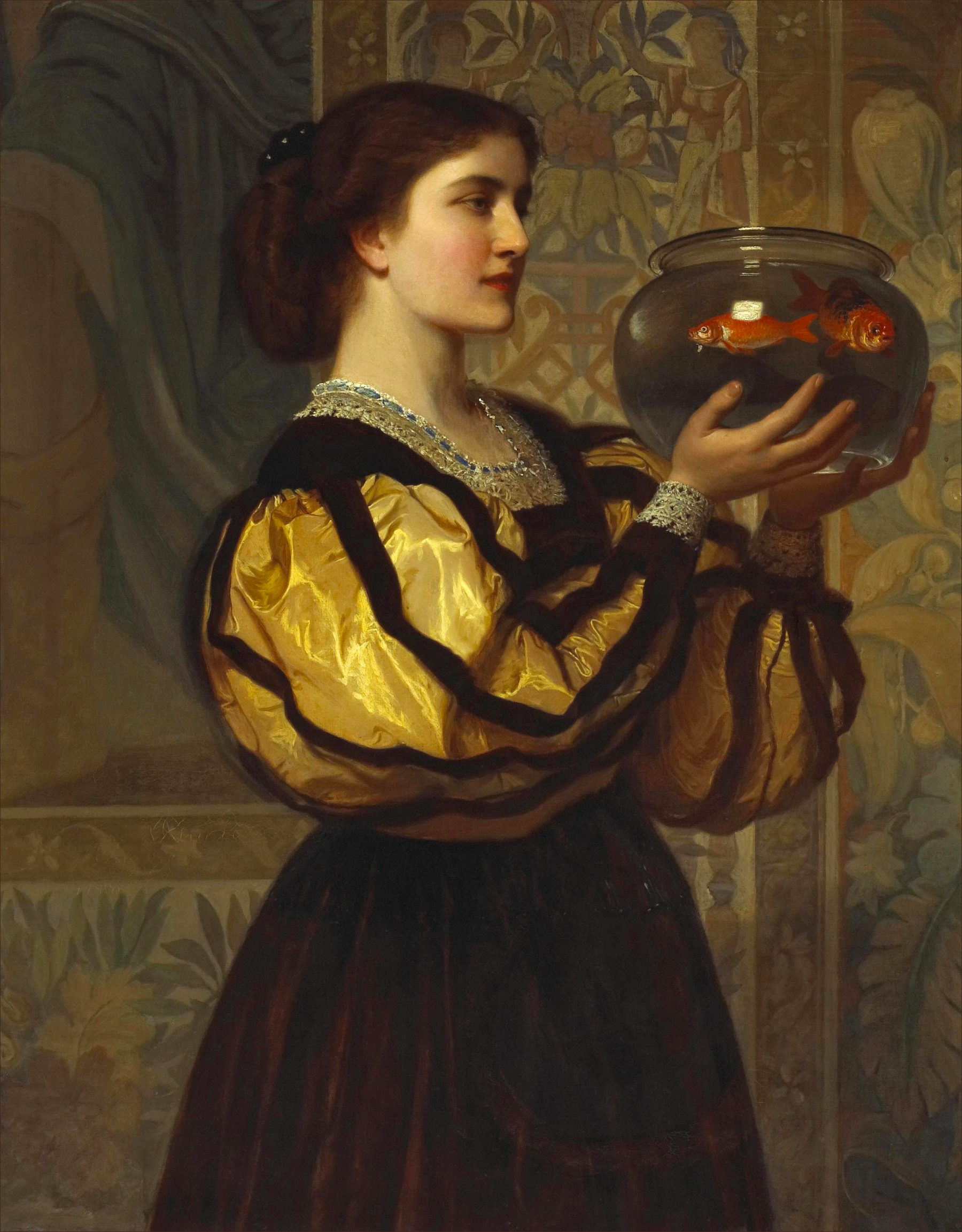A arte de Charles Edward Peruginis The Goldfish Bowl c.1870 by Charles Edward Perugini 1800x2305 1 | Arte | Arte, artista, pintura