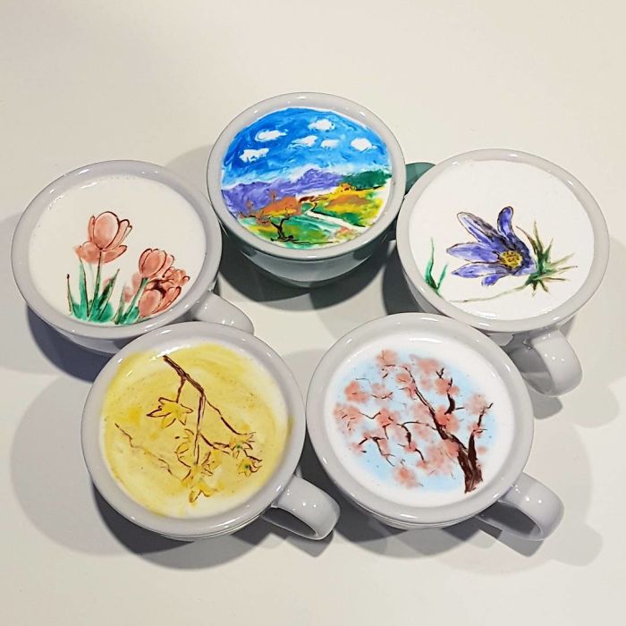 Latte art: Café colorido, com obra de arte, desenhos e até com barata latte art 5 | Curiosidades | Arte, arte no café, café, curioso, espuma, latte