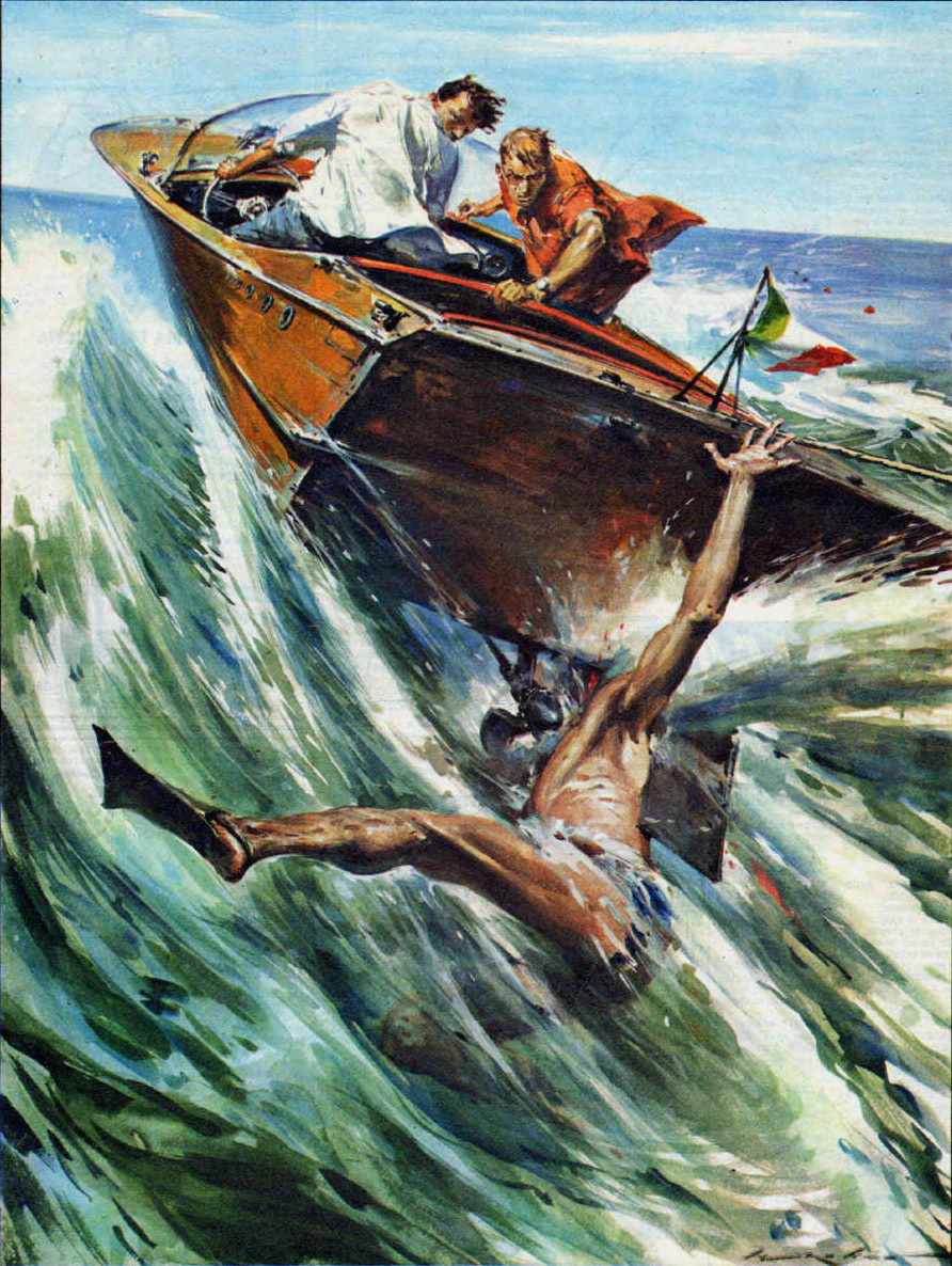 Walter Molino e as 40 capas do Domenica del Corriere onde deu muito ruim boating accident 1959 | Arte | artista, capa, del correire, domenica, ilustração, ilustrador, italia, molino, walter