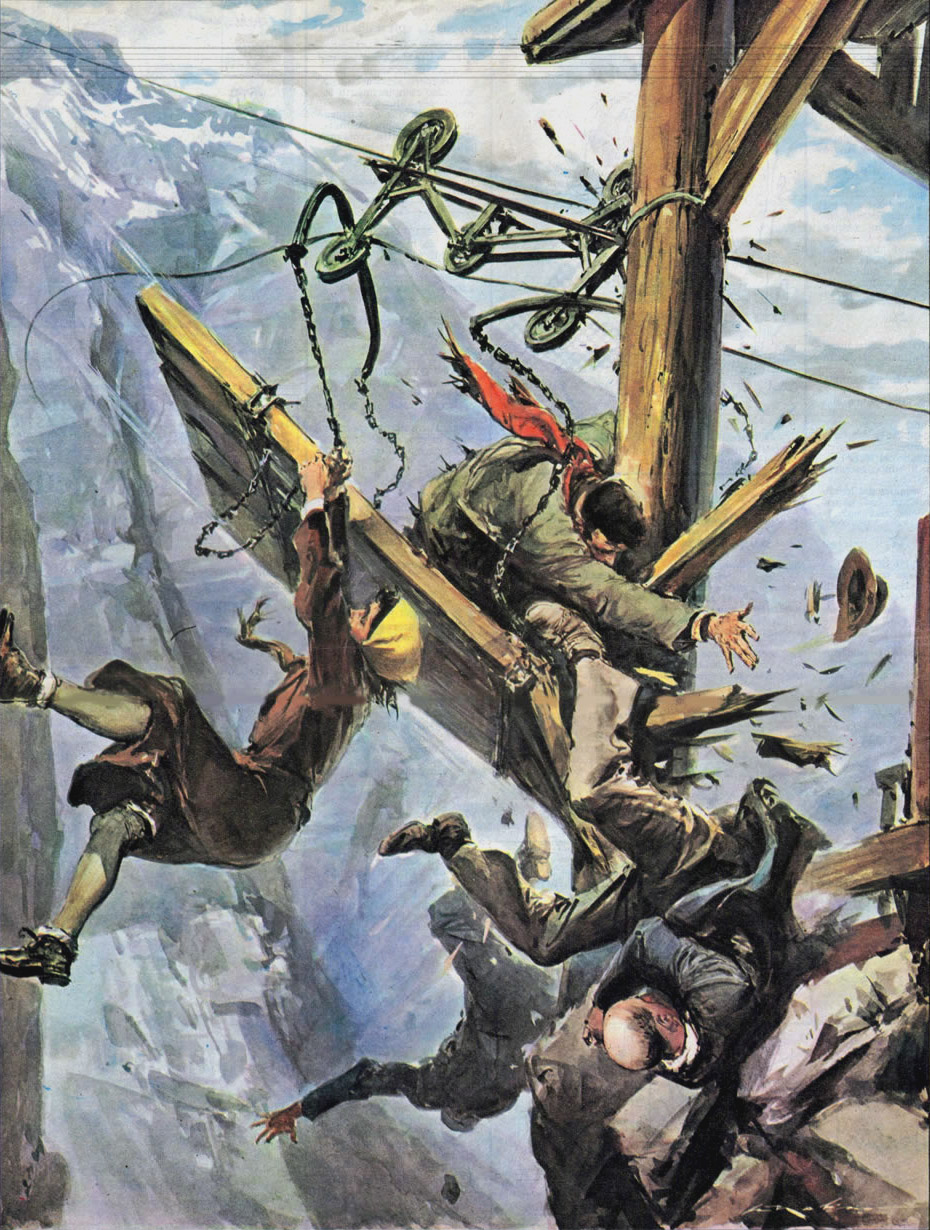 Walter Molino e as 40 capas do Domenica del Corriere onde deu muito ruim chairlift crash 1958 | Arte | artista, capa, del correire, domenica, ilustração, ilustrador, italia, molino, walter