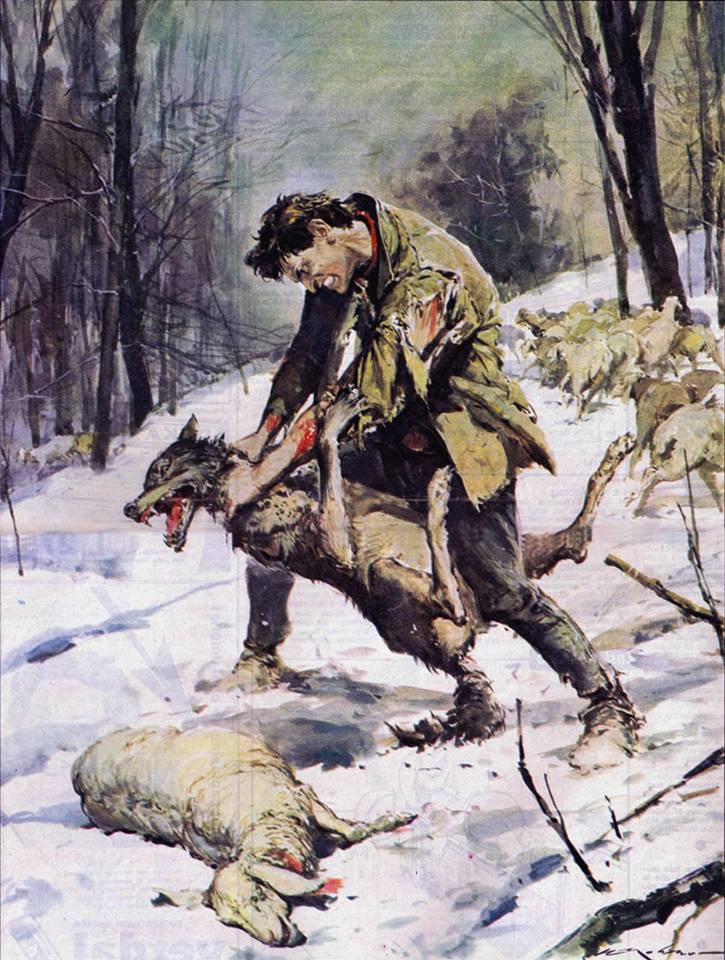 Walter Molino e as 40 capas do Domenica del Corriere onde deu muito ruim walter molino man strangles wolf | Arte | artista, capa, del correire, domenica, ilustração, ilustrador, italia, molino, walter
