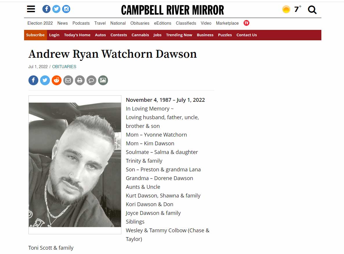 Após postar o vídeo do gigante, jovem afirma ser perseguido pela CIA e depois morre misteriosamente dawson morto | Polêmica | bizarro, canadá, cia, gigante, morte, polêmica