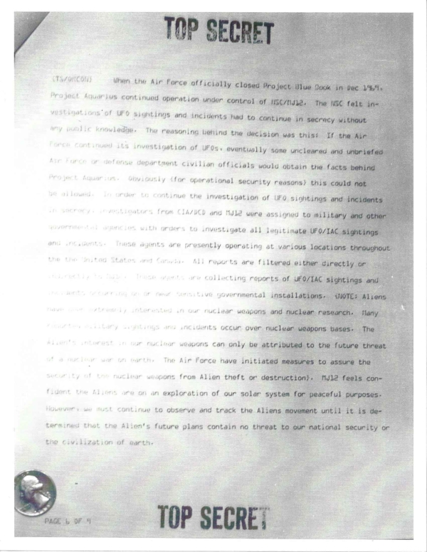 Project Aquarius - Entenda o documento secreto sobre como lidar com os extraterrestres e as implicações PA page 8 600x776 1 | Polêmica | alien, aliens, area 51, conspiração, majestic 12, ufos