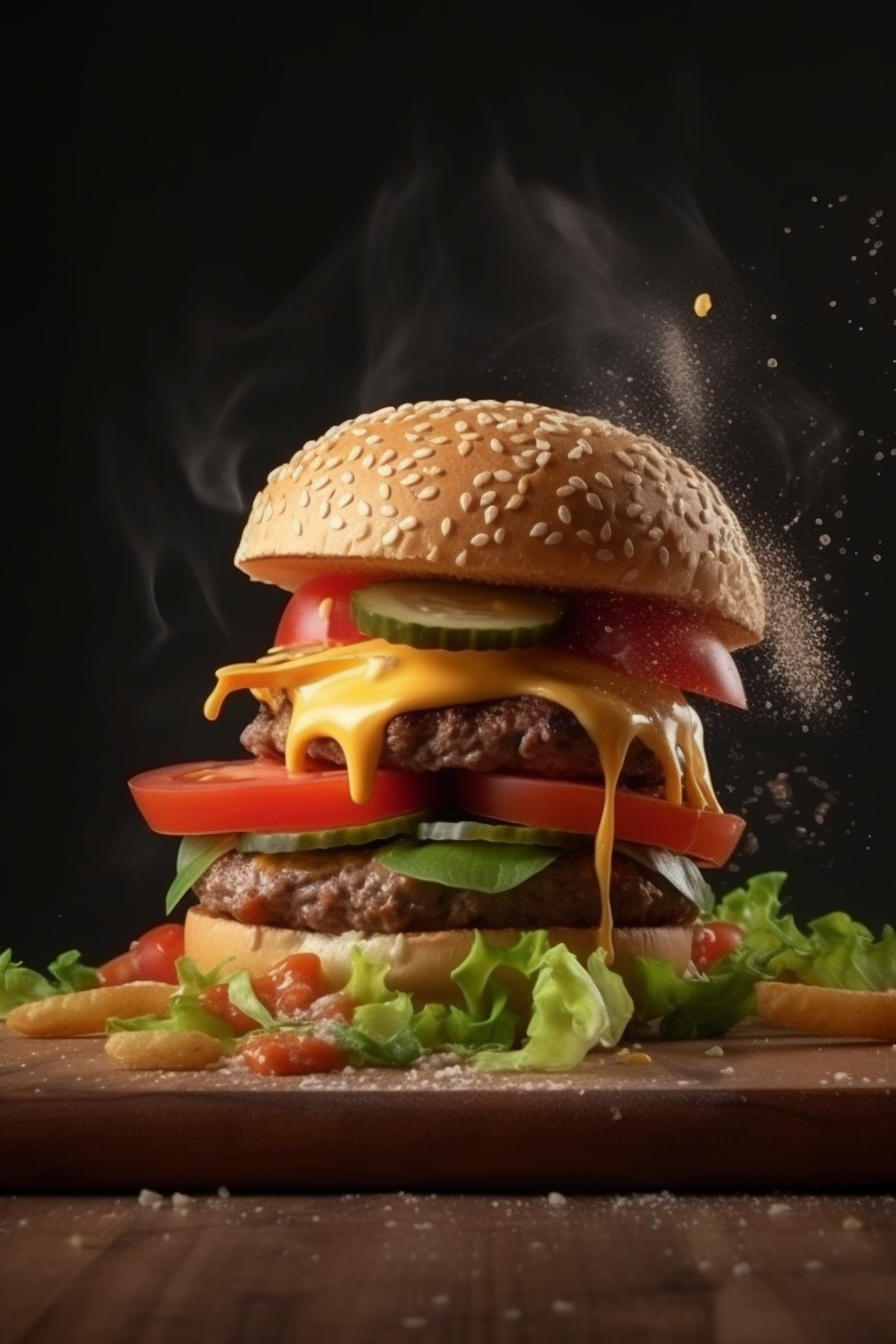 Meus projetos em Midjourney - Parte 1 philipe3d Big burger with 4 slices of meat onions cucumber toma 2812ae2f 8ba5 4839 8028 431550c44fe4 | Arte | Ai, Midjourney, photoshop