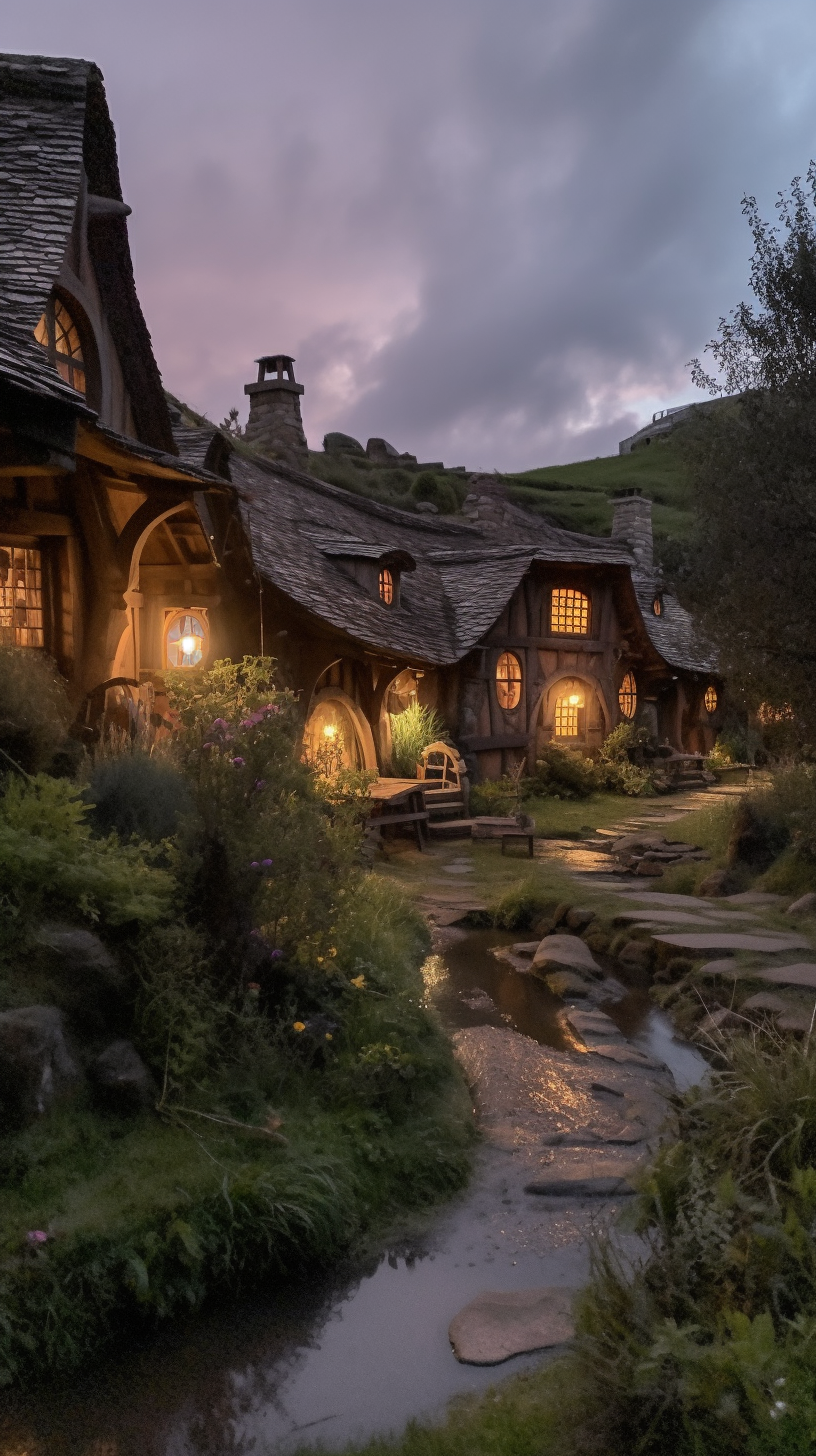 Meus projetos em Midjourney - Parte 1 philipe3d hobbit village best photos evening 11b16dbd b1ce 454f 9dc3 1e338376a898 | Arte | Ai, Midjourney, photoshop