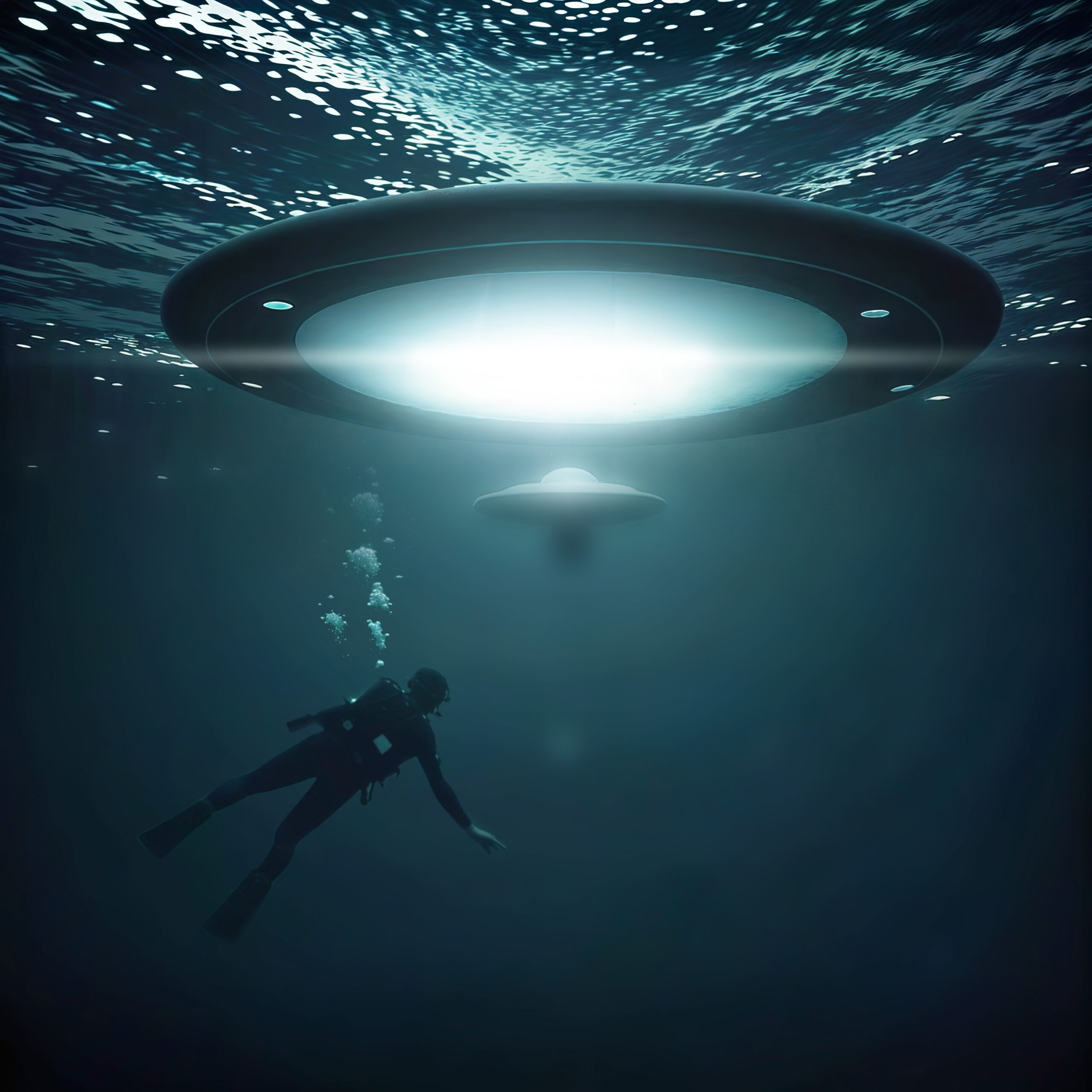 UFO theme artworks encontro submarino scaled | Arte | alien, art, Arte, design, illustration, ufo