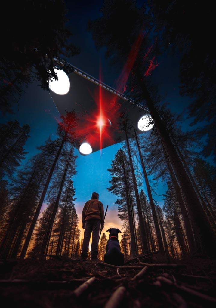 UFO theme artworks man and dog and triangle low 1 | Arte | alien, art, Arte, design, illustration, ufo