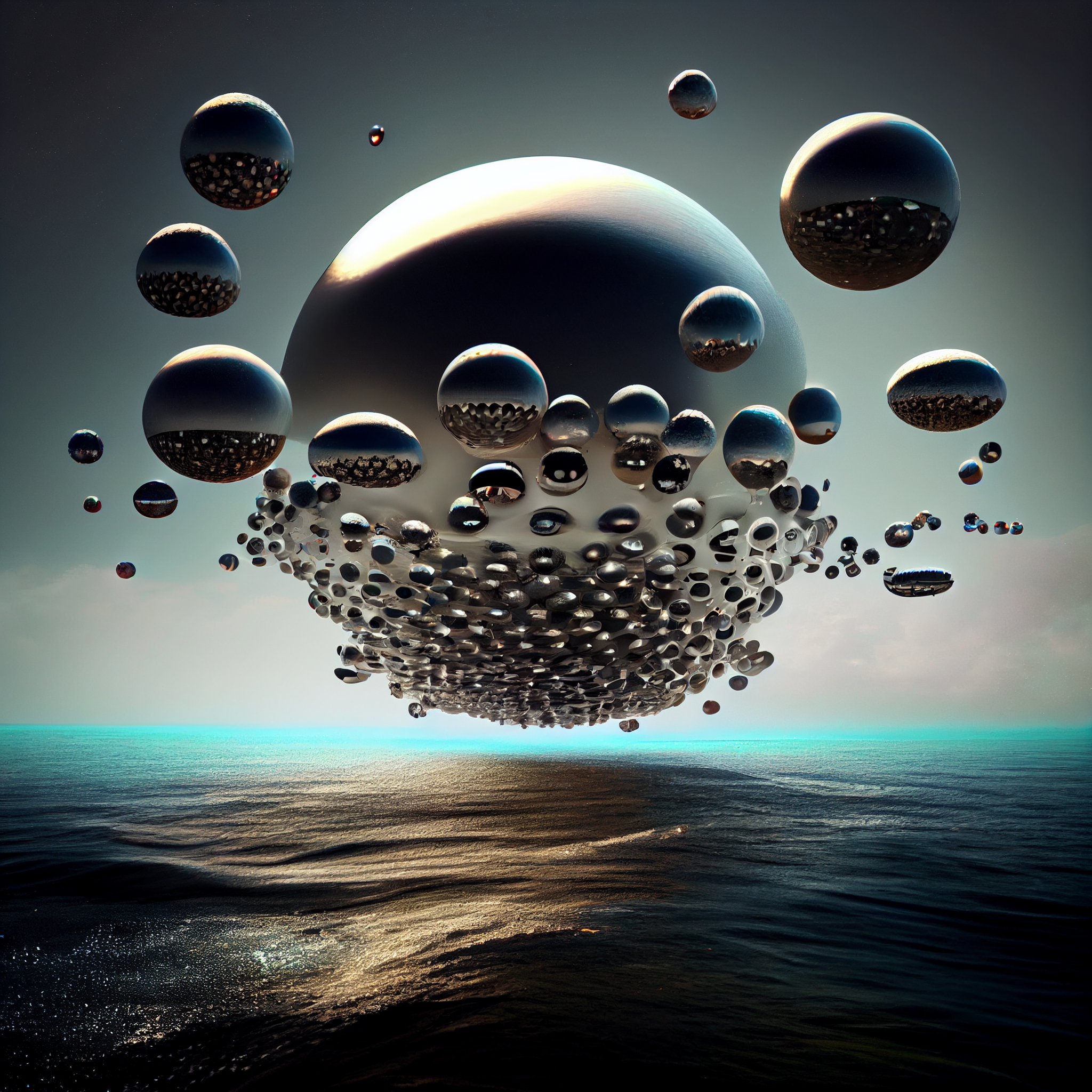 UFO theme artworks philipe3d ifo over sea with many spheres in sky cd90be48 b1ac 4dd6 ab61 52ddf2d977d5 1 | Arte | alien, art, Arte, design, illustration, ufo