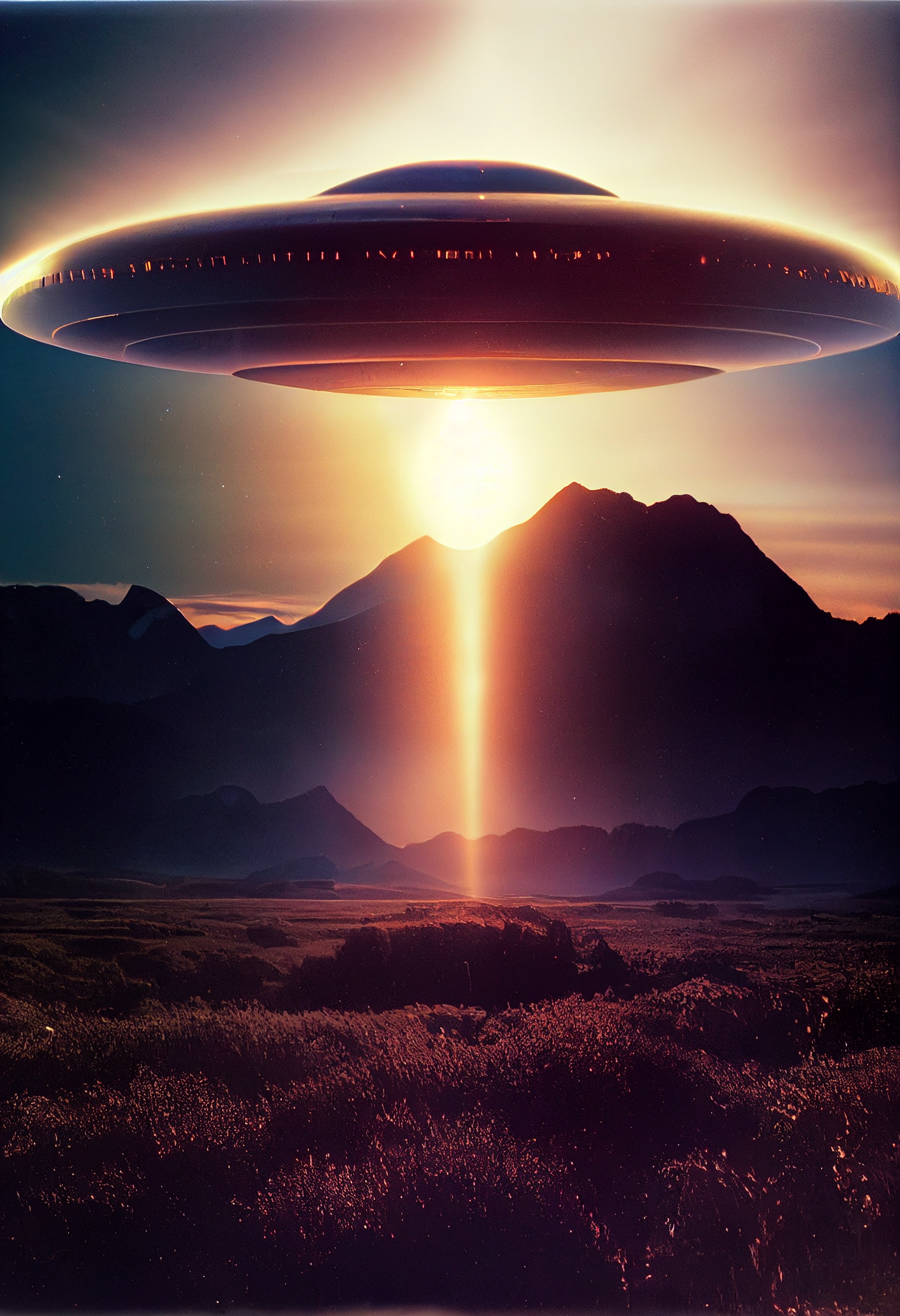 UFO theme artworks philipe3d metallic ufo mothership over mountain photo sunset dr 93946dcf 2106 4b87 baaa f182b02a1bbd 1 | Arte | alien, art, Arte, design, illustration, ufo