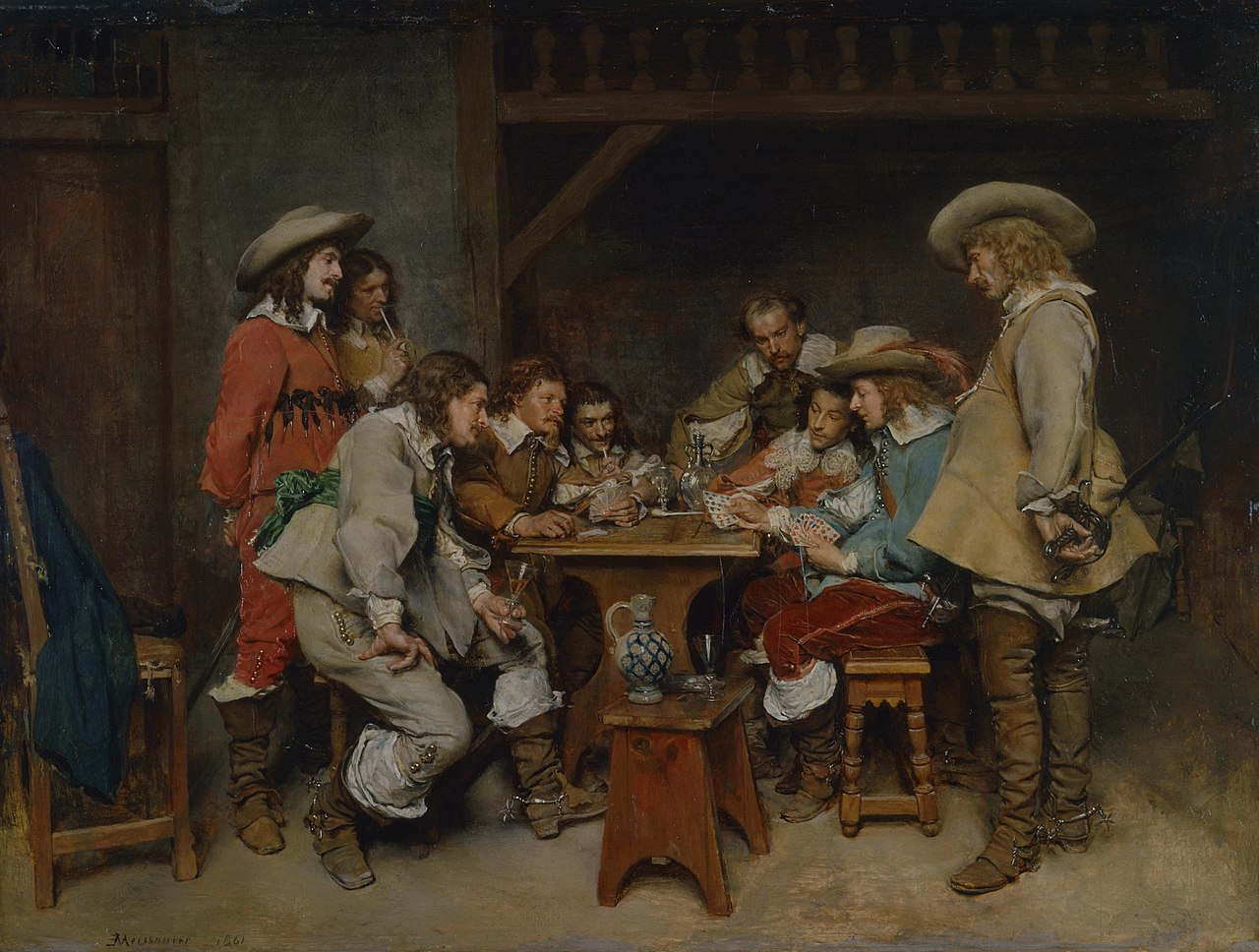 O retrato de Meissonier 1280px Ernest Meissonier A Game of Piquet | Arte | Arte, artista, ilustração, óleo sobre tela, pintura