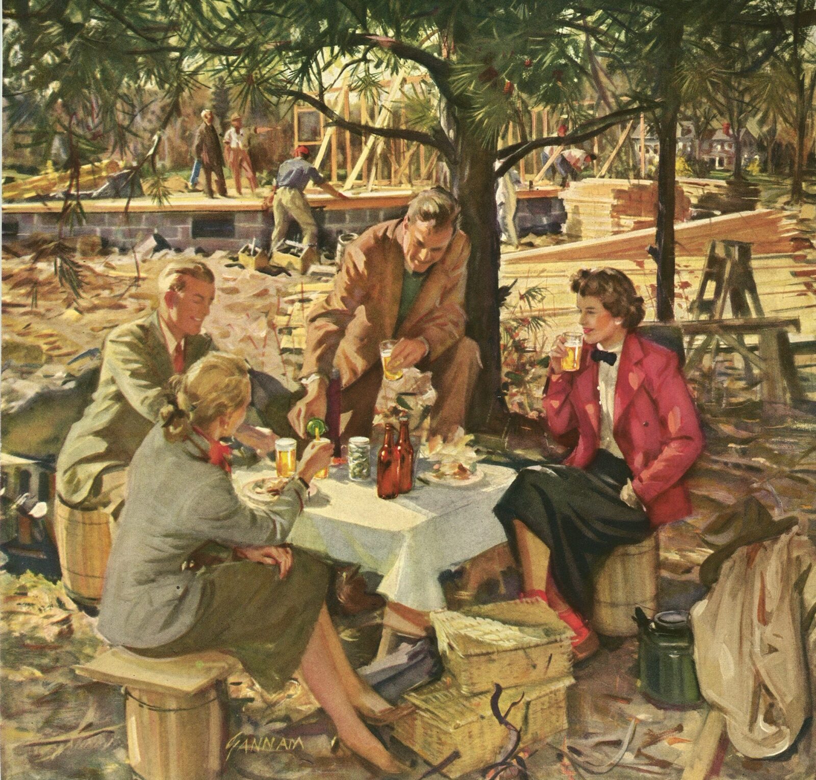 A arte de John Gannam 1319297300 www.nevsepic.com .ua picnic at the new homesite | Arte | aquarela, Arte, artista, ilustrador, john gannam