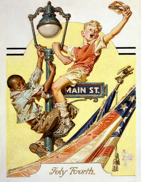 A arte de JC Leyendecker Fourth of July Flagpole | Arte | anuncios, Arte, capas, homo afetividade, ilustração, JC leyendecker, pintura