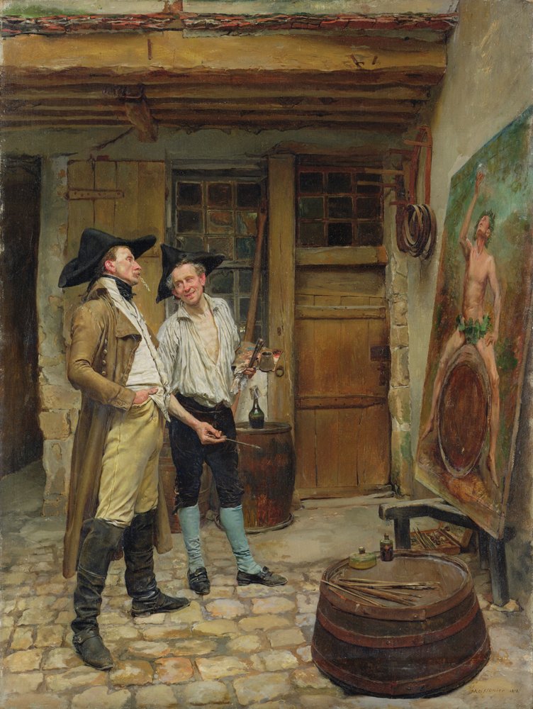 O retrato de Meissonier Jean Louis Ernest Meissonier The Sign Painter 1872 MeisterDrucke 568161 | Arte | Arte, artista, ilustração, óleo sobre tela, pintura
