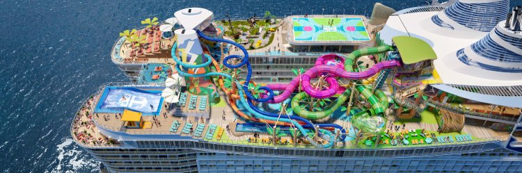 O maior navio de cruzeiro do mundo biggest water slides | Incrível | cruzeiro, maritimo, navio, royal caribbean