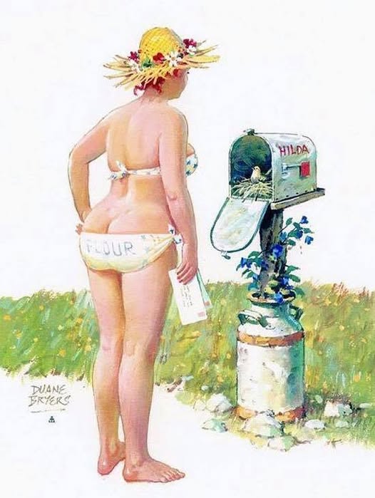 Hilda, a pin-up gordinha que o mundo aprendeu a amar 464004945 7872607296172227 8773409126256852056 n | Arte | Arte, duane bryers, ilustração, pin-up, pintura