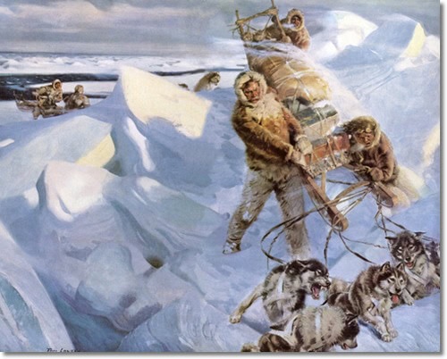 A arte de Tom Lovell 1958Dogsled | Arte | Arte, ilustração, tom lovell
