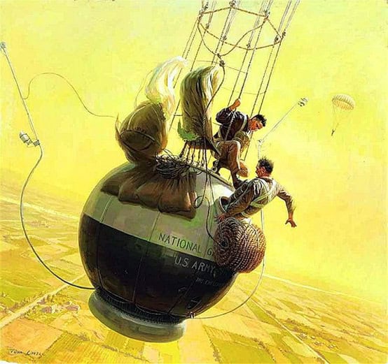 A arte de Tom Lovell Balloonists | Arte | Arte, ilustração, tom lovell