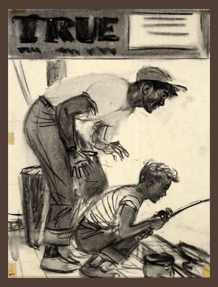 A arte de Tom Lovell True49June sketch | Arte | Arte, ilustração, tom lovell