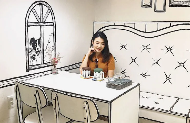 YND 223-14: O café 2d na Coreia cof | Lugares | 2d, café, coréia, Coreia do sul, curioso, preto e branco