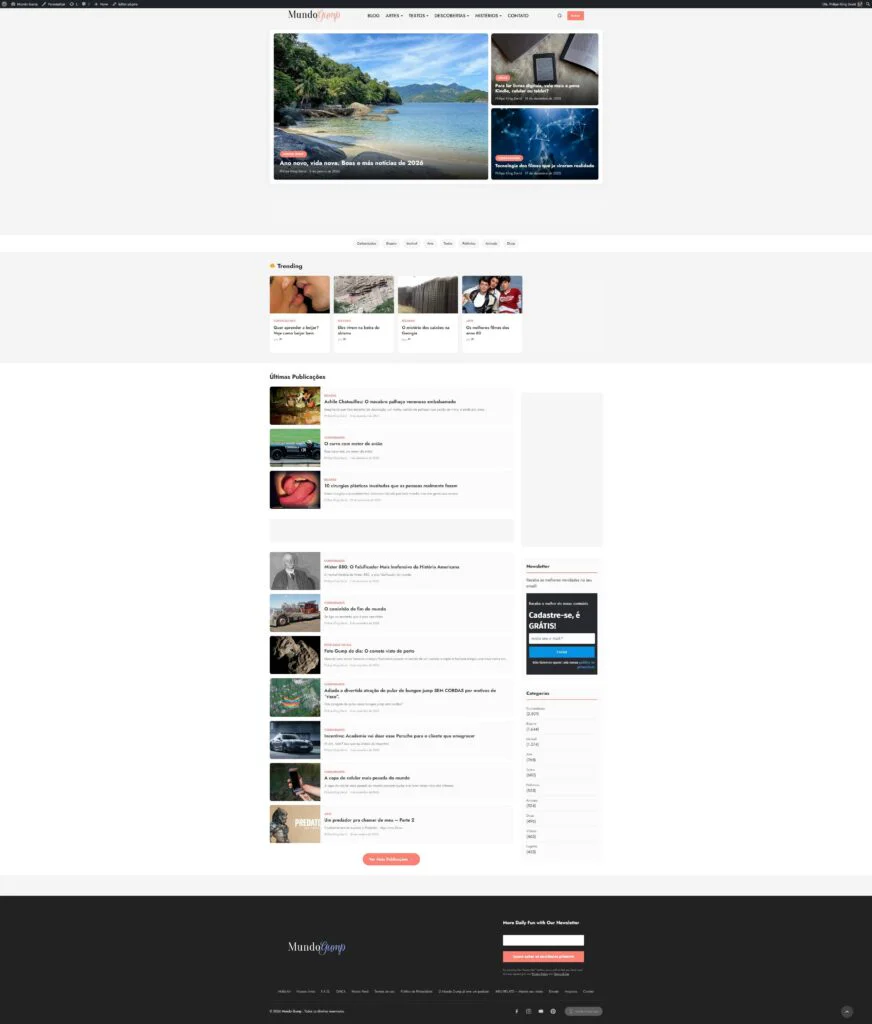 Gump Light: Apresentando nosso novo tema wordpress! mundo gump.local Mundo Gump Curiosidades incriveis fpscreenshot | Mundo gump | mundo gump, tema, Textos, wordpress