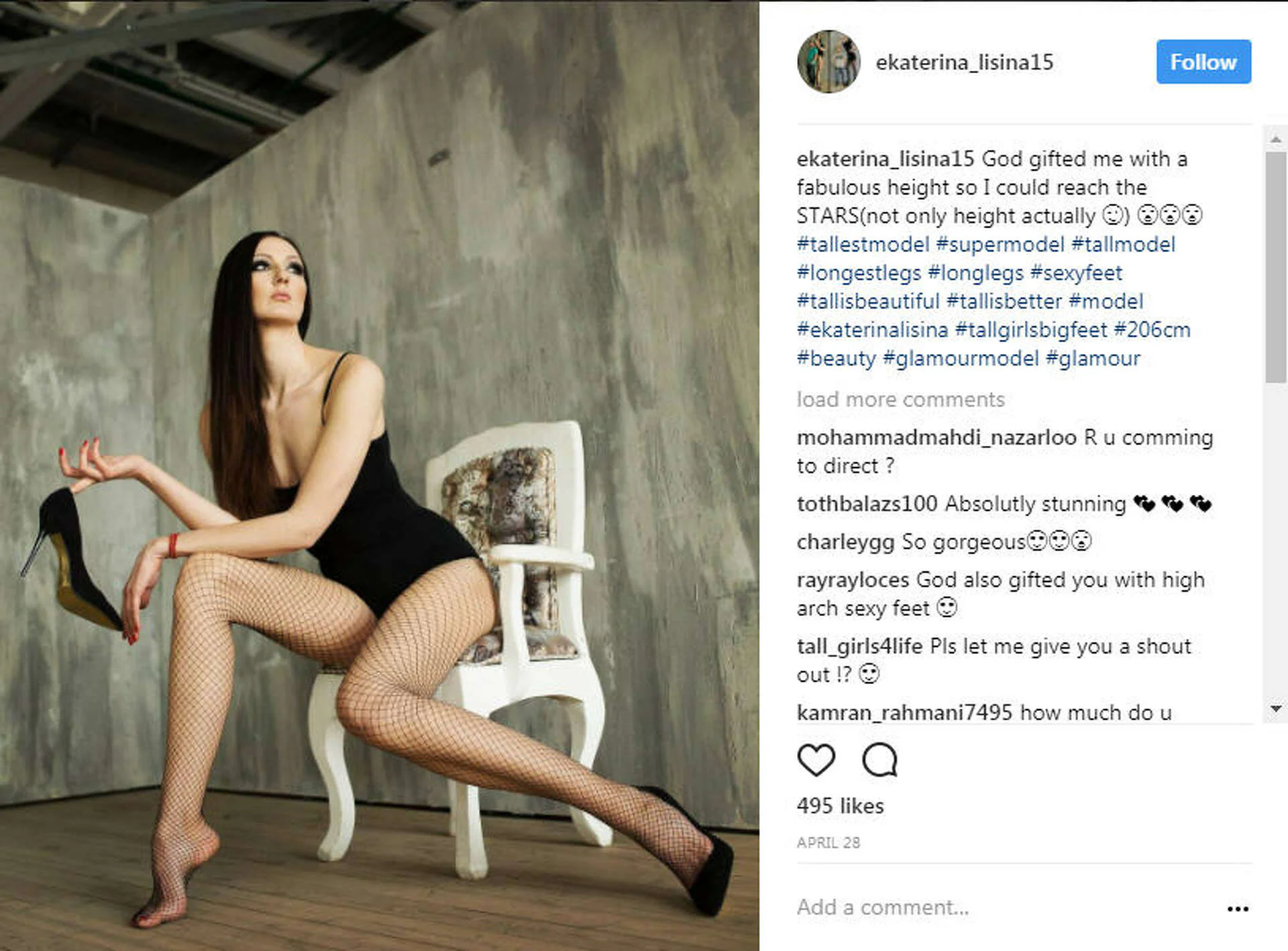 Ekaterina Lisina: a modelo mais alta do mundo Ekaterina Lisina faz sucesso no Instagram